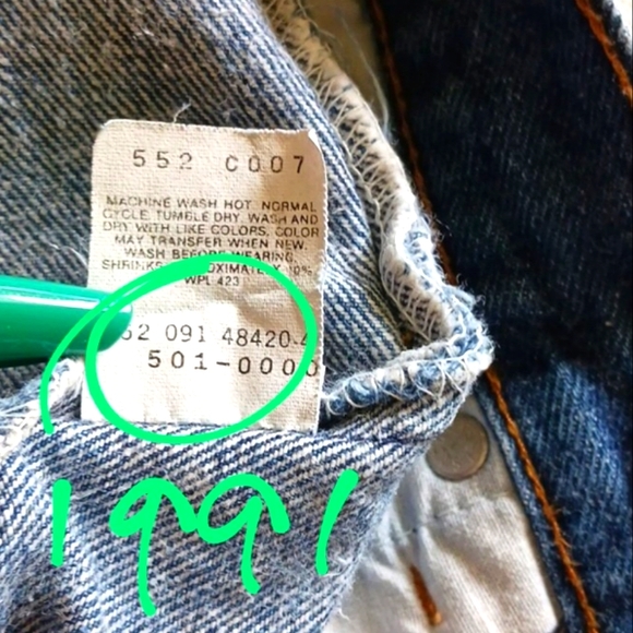 Vintage Levi 1991 501s Distressed Jeans Natural Fading size 31 -32 - Picture 13 of 15